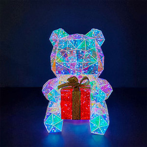 Holiday <span class=keywords><strong>Party</strong></span> Decoração Presente Holograma Prismático Luminoso 3D LED Urso Luz com Caixa De Presente