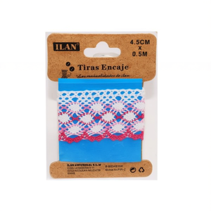 Cinturini in pizzo Ilan 4,5 cm x 0,5 m bianco rosa per decorazioni e artigianato - Product Image 1