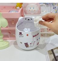 Organisateur de bureau en plastique en forme d'ours de dessin animé mignon avec porte-stylo et poubelle de bureau pour rangement