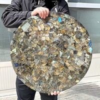 Sous-verre rond en Labradorite naturelle Spécimen minéral en cristal Autre produit d'artisanat en cristal