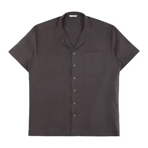 Fournisseurs de chemises pour hommes 100 Tissu en lin à manches courtes Couleur unie 100% Support de personnalisation
