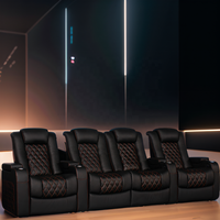 Diseño moderno negro Home Theater Asientos Power Reposacabezas Home Theater Uso especial Muebles de teatro Sofá con tableta de escritura