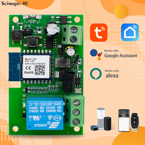 Tuya <span class=keywords><strong>Wifi</strong></span> chuyển đổi thông minh 1CH Relay Mô-đun DC/AC 7-32V tự khóa RF433 nhận Wi-Fi cửa nhà để xe mở Làm việc với Alexa - Product Image 1