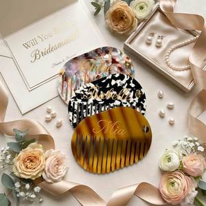 Custom Name Initial Bridal Hand <b>Mirror</b> Comb Set, Acetate Frame Durable Personalized Wedding Shower Bridesmaid Favor Gift - Product Image 1