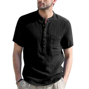 Camisa Clásica de Algodón para <span class=keywords><strong>Hombre</strong></span> <span class=keywords><strong>con</strong></span> <span class=keywords><strong>Bolsillo</strong></span> Frontal, Cómoda, Transpirable, <span class=keywords><strong>con</strong></span> Botones, <span class=keywords><strong>Manga</strong></span> <span class=keywords><strong>Corta</strong></span>, Personalizable - Product Image 2