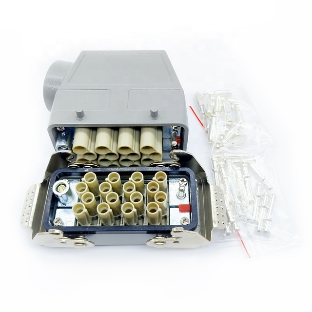 HDC Heavy Duty Connectors Industrial Rectangular Heavy Duty Connectors 16 Pin Side Snap Type Aviation Plug and Socket