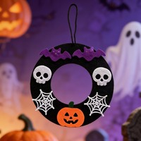 Décoration de porte d'Halloween personnalisée en gros, guirlande réutilisable en coton avec motifs de citrouille, fantôme et sorcière pour porche d'entrée