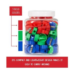 Sacapuntas Manual de Plástico de Colores para Niños, Portátil, 120 Piezas en Tarro, con Cuchillas Metálicas - Product Image 4