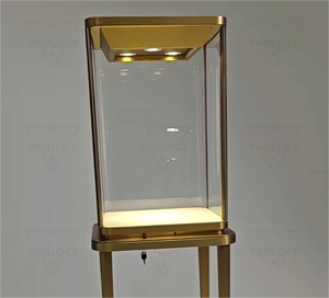 Tùy chỉnh Led tháp cửa hàng đồ trang sức Showcase hiển thị kính vàng sang trọng thép không gỉ Nước hoa trang sức tủ trưng bày - Product Image 3