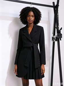 Robe Blazer Midi pour Femme IStapromo, Manches Longues, Col Revers, Ceinturée, Coupe Évasée, Robe de Bureau Casual - Product Image 4