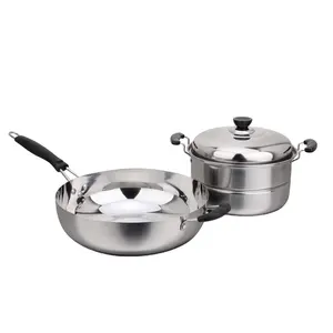 Cooking Pot and Frying Pan Newest Best Stainless Steel 2019 Cookware Sets Stainless Steel & Glass Lid Single & Sandwich Bottom