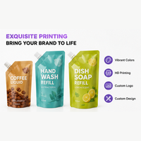 Pochettes à bec verseur imprimées sur mesure, étanches et refermables, pour jus, sauces, détergents et cosmétiques