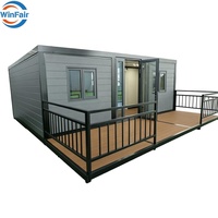 Maison modulaire préfabriquée portable WinFair, maison conteneur pliable et extensible avec terrasse pour centre communautaire