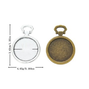 Pendentif cabochon en forme de montre de poche, en alliage de zinc bronze antique, <span class=keywords><strong>pour</strong></span> <span class=keywords><strong>badge</strong></span> de cosplay steampunk - Product Image 1