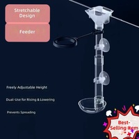 Distributeur de nourriture flottant extensible en acrylique pour aquarium avec anneau de distribution de nourriture, empêche le répandement pour poissons, crevettes et tortues