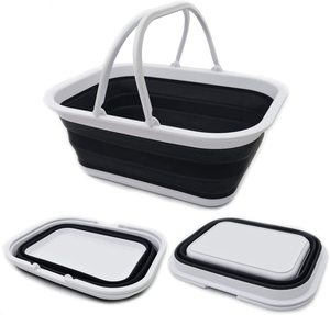 De silicona plegable BasketTote CollapsibleTub con mango plegable cesta de compras portátil al aire libre cesta de Picnic cráter - Product Image 1