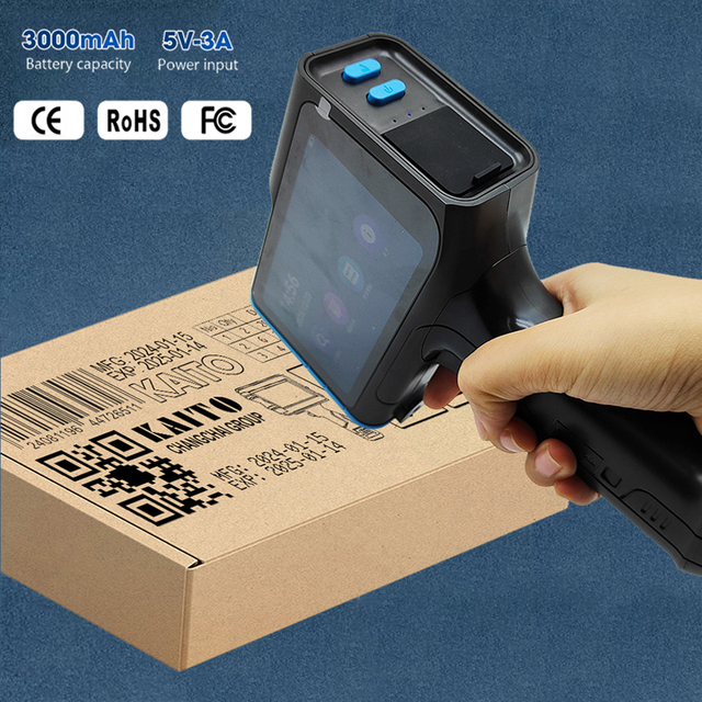 3000mAh Power Battery Handheld Inkjet Printer Date Logo Pattern Serial Number Coding Printing Portable Printer for Glass