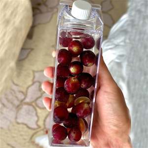 Factory Wholesale Square Shaped Transparent Coloful Chic Milk Carton <b>Clear</b> Plastic <b>Water</b> Drinking <b>Bottle</b> <b>With</b> Custom Logo - Product Image 2