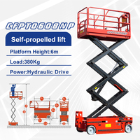 Plateforme élévatrice à ciseaux autopropulsée CFMG 6m, capacité 380kg, modèle CFPT0608NP, plateau pivotant, transmission 4x2, pour deux travailleurs, tâches aériennes