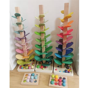 Jouets éducatifs en bois pour enfants, blocs de suivi de billes en marbre, arbres musicaux sonores arc-en-ciel, assemblage de pétales - Product Image 1