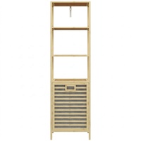 Étagère de rangement multifonctionnelle à 4 niveaux pour salle de bain, porte-serviettes, support de douche, étagères de rangement en bambou avec panier à linge