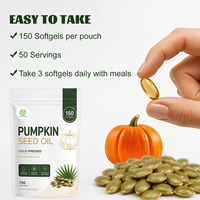 Gélules d'huile de graines de citrouille OEM ODM 3 000 mg, extrait de palmier nain 500 mg, pressé à froid, 150 gélules, 50 portions, complément alimentaire