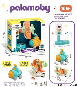 Ensemble de jouets éducatifs multifonctionnels avec <span class=keywords><strong>avion</strong></span> et véhicules transformables à feux de circulation, jouets de circulation à inertie/à rétrofriction pour enfants - Product Image 3