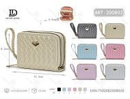 Women's Double Pull <b>Wristlet</b> Small Size Microfiber Synthetic Leather Zip Closure Daily Use - Product Image 1