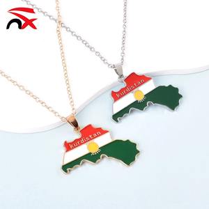 Collier pendentif émail goutte d'eau style kurde en acier inoxydable, bijoux unisexe pour les fans, usage quotidien - Product Image 6