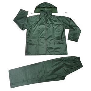Traje Impermeable de <span class=keywords><strong>Lluvia</strong></span> 100% Poliéster PVC con Pantalones, Chaqueta con Capucha, Traje de <span class=keywords><strong>Lluvia</strong></span> Negro al por Mayor para Pesca y Golf - Product Image 1