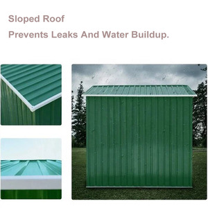 आसानी से इकट्ठे वाटरप्रूफ लॉक करने योग्य डबल स्लाइडिंग दरवाजे फ्लैट छत के लिए फ्लैट छत गार्डन धातु उपकरण भंडारण शेड - Product Image 3