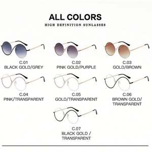 Lunettes de soleil rondes en métal demi-cerclées anti-lumière bleue UV400 personnalisables avec logo, tendance 2025, pour femmes - Product Image 6