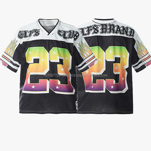 T-shirt de sport ample à col en V, style patchwork vintage, personnalisable avec logo, pour hommes, femmes et jeunes, maillot de supporter personnalisé - Product Image 2