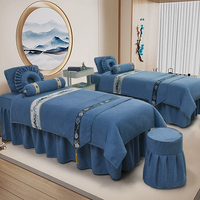 Housse de lit de spa en tissu doux, respirant et portable, avec jupe de table de massage professionnelle à volants pour salon de beauté et tatouage
