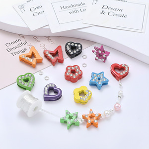 Heart Star Rhinestone Alloy Beads For DIY Jewelry Keychain Phone Chain Bracelet <b>Accessories</b> - Product Image 1