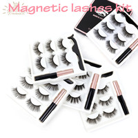Fournisseur de gros OEM ODM ACCEPTÉ Cils en cheveux synthétiques moelleux de 25mm ensemble avec eyeliner et pince à épiler