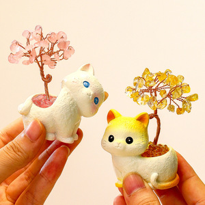 Ornement d'arbre en cristal en forme de chaton mignon, décoration de bureau et cadeau en résine pour la maison et le bureau - Product Image 2