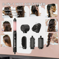 Outils de coiffure professionnels pour salon, ensemble de sèche-cheveux ionique multifonctionnel 8 en 1, fer à lisser automatique, brosse lissante