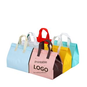 Non-woven Custom Printed Insulated Foldable Portable Bag with Zipper Closure and Aluminum Foil Takeaway Cooler Bags - Product Image 2