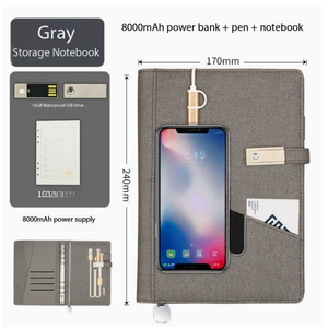 Set de Libreta Creativa Multifuncional para Conferencias de Negocios, con Banco de Energía Portátil, Personalizable con Impresión UV de Marca - Product Image 5