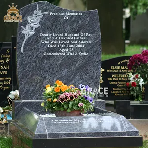 Hand Made Granite Natural Black Stone Headstone Marble Monument Tombstone