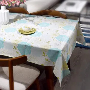 Hot selling PEVA with flannel backed tablecloths spring flower leaves party decoration waterproof PVC picnic mat easy cleaning