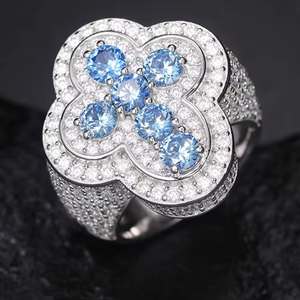 แหวนฮิปฮอปเพชรโมอิสแฮนด์เมดมีรายละเอียดที่ซับซ้อนสำหรับแฟชั่นที่ไม่ซ้ำใคร - Product Image 2