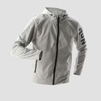 Veste coupe-vent sport à capuche pour homme, automne, unie, séchage rapide, imperméable, fine, en polyester, pour course à pied et cyclisme en extérieur