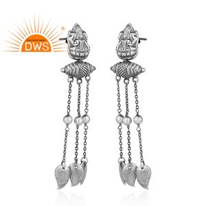 ต่างหูแบบโคมระย้าโบราณ ชุบเงินแท้ ดีไซน์แบบวัด ขายส่ง ผู้ผลิตเครื่องประดับ คอลเลคชั่นคลาสสิก - Product Image 2