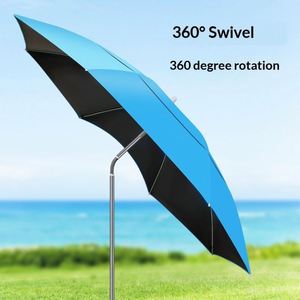 Parapluie de pêche individuel d'extérieur avec baleines en fibre de verre, poignée métallique, conception pliable en quatre sections, protection solaire et pluie, revêtement noir - Product Image 5