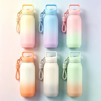 Botella de Agua de Acero Inoxidable con Aislamiento al Vacío de Doble Pared de 900 ml, con Tapa de Botón de Apertura con una Mano y Cuerda para Transportar