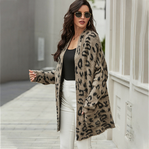 2020 di autunno di Inverno Delle Signore Sexy Della Stampa Del Leopardo <span class=keywords><strong>Maglia</strong></span> Cardigan Lungo Maglione Delle Donne - Product Image 4