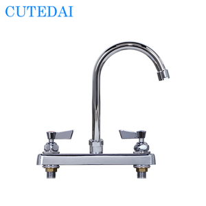 Signature 2 manijas giratorias cuello de cisne <span class=keywords><strong>grifo</strong></span> de <span class=keywords><strong>cocina</strong></span> cromado con arandela manijas de hoja de latón Material de latón de alta calidad - Product Image 1