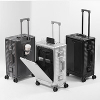 Maleta de Mano Rígida de Aluminio de 20 Pulgadas, Moderna y Portátil, con Ruedas Fijas, Candado TSA, Ligera y Resistente